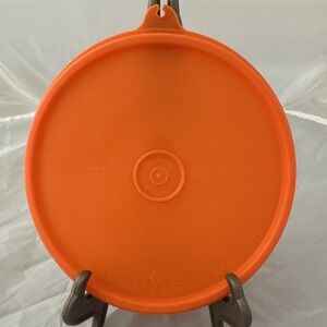 Vintage Round Tupperware Lid 227 TupperSeal Replacement Solid Orange C Tab
